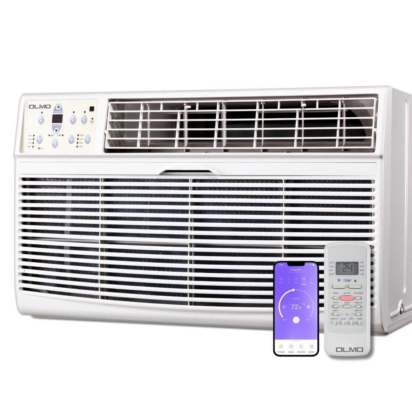 OLMO 14,000 BTU 230V Through-the-Wall Air Conditioner & Heater - Heating & Cooling - Built-In Wireless Smart Kit & Remote Included, R-32 Eco-Friendly Refrigerant