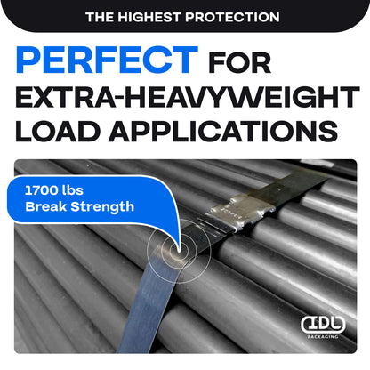 IDL Packaging - B.SSK.34.200 Portable 3/4" x 200' Steel Strapping Kit, 1700 lbs Break Strength – Full Packaging Strapping Solution – Standard Banding Kit