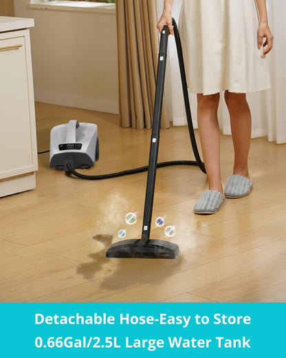 GROBELL Steam Cleaner: 40s Fast Heating-0.66Gal (2.5L) Large Tank-21 PCS Kit-No Cooling-Refill Anytime-Detachable Hose Multi Portable Steamer Mop for Home Car Bed Furniture Tile Grout Floor Cleaning