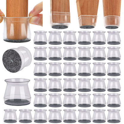 BUMACO 40Pcs Chair Leg Floor Protectors Chair Leg Protectors for Hardwood Floors Silicone Pads Covers to Protect Floors Universal L Clear Fit (1-5/16"~2")