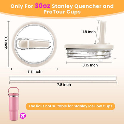 ANTAND 30oz Leak Proof Lid for Stanley Quencher H2.0 Tumbler, Flip Straw Lid Replacement 30 oz Tumbler No Spill Cover Top for Stanley Protour Stanley Cup Accessories, 2 Pack(Cream,Black)