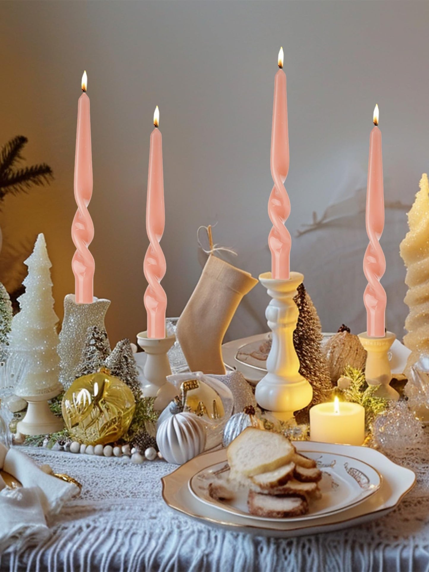 Taper Candles Twisted Candle Conical Stick Candles for Holiday Wedding Party Wax Unscented Dinner Candle Dripless,Birthday Gift Christmas Gift H 10 Inch,8pcs