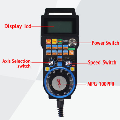 CNCTOPBAOS 6 Axis USB Wired Mach3 Handwheel MPG,Remote Hand Control E-Stop,CNC Router Electronic Manual Pulse Generator Controller for CNC Milling Lathe Engraving Machine LHB04B-6