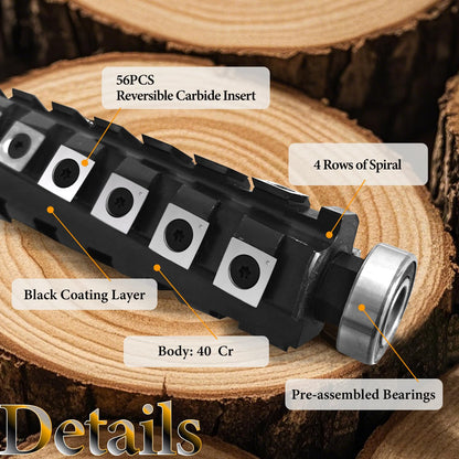 Spiral Cutterhead for DeWalt Planer DW735 DW735X Thickness Planer 13 Inch Spiral Cutter Head with Reversible Carbide Inserts Woodworking Helical Cutter Head