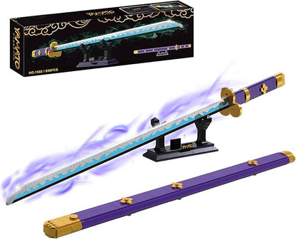 Anime Sword Building Set 936 Pieces Yamato Sword Model with Scabbard &amp Stand Japanese Samurai Cosplay Prop Construction Toy Hell King Style Blade Gift for Adults and Teens
