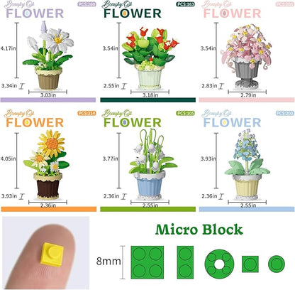 12 Pcs Flowers Bouquet Building Set2531 Pcs Flower Botanical Collection Building Block ToyMicro Plant for Home or Office Decor Mother's Day Valentine Christmas Birthday Gifts for AdultsGirls