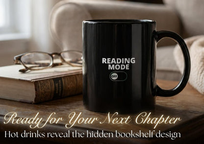 Onebttl Book Lover Gifts Color Changing Mug, Reading Mode Ceramic Coffee Cup, Magic Heat Reveal Bookshelf Present for Readers, Bookworm Women Men, Librarian Teacher Birthday Christmas