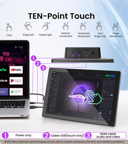 Forzola 10.1 Inch Touchscreen Monitor with case for pi, 1280x800 HD IPS Portable HDMI Touch Screen Display for Raspberry Pi 5/4B/3B+/3B/B+ Jetson Nano Win11/10/8/7 PC Laptop, Dual-Speaker, Fan