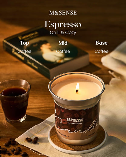 M&SENSE Espresso Candles Black Coffee Scented, 16.2oz