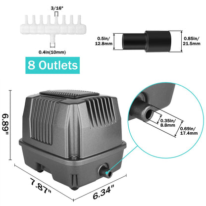 FUMAK Linear Air Pump for Aeration, 950GPH Septic Air Pump Pond Aerator for Koi Pond, Aquarium, Waste Treatment, Fish Farm, Seafood Restaurant, Hydroponic
