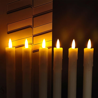 Flameless Taper Candles with Remote, 6.7 Inch Short Taper Candles Battery Operated with Flickering 3D Flame, Led Candle Sticks Safe for Wedding Home Christmas Poultry house lights Decor Ivory Set of 6