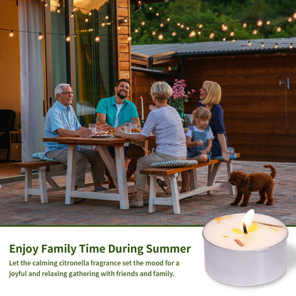 8 Pcs 6H Citronella Tealight Candles Indoor Outdoor, Decorative Scented Tealight Candles with 100% Palm Wax Base & Dried Lemongrass, Smokelss for Patio, Home, Outside Use