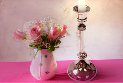 Heim Concept 71031 Elegance Taper Candle Holder with Chatons, 6.5", Silver