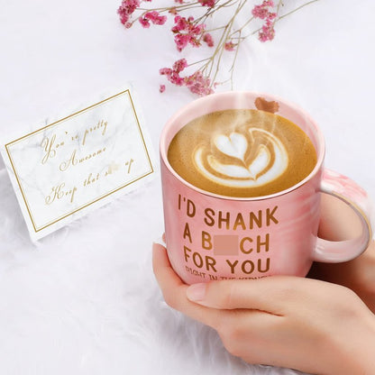YENCHORN Best Friend Birthday Gifts for Women Friendship Gifts for Women Funny Best Friend Gift for Woman Bestie Gift for Woman Bff Bestfriend, Coffee Mug Makeup Bag Mirror Card