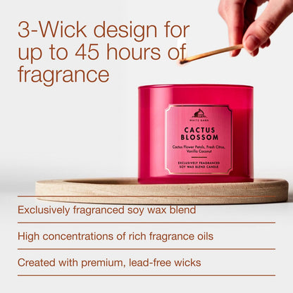 Bath & Body Works Cactus Blossom 3-Wick Candle - Scented Candle for At-Home Use - Long-Lasting, Room-Filling Fragrance - High Fragrance Oil Concentration - Soy Wax Blend - 2-Pack