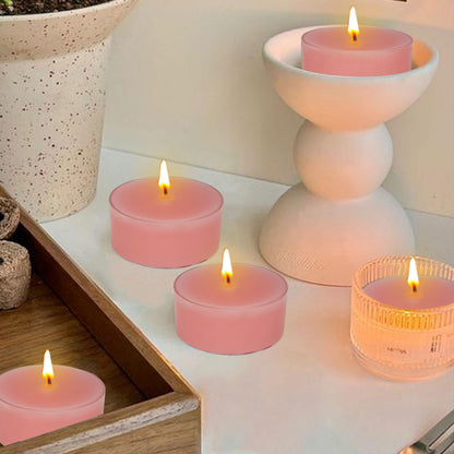 Rose Scented Tea Light Candle Hand Poured Smokeless Long-Lasting 4 Hour Burn Time Perfect for Relaxation and Romantic Ambiance - 12 Pack
