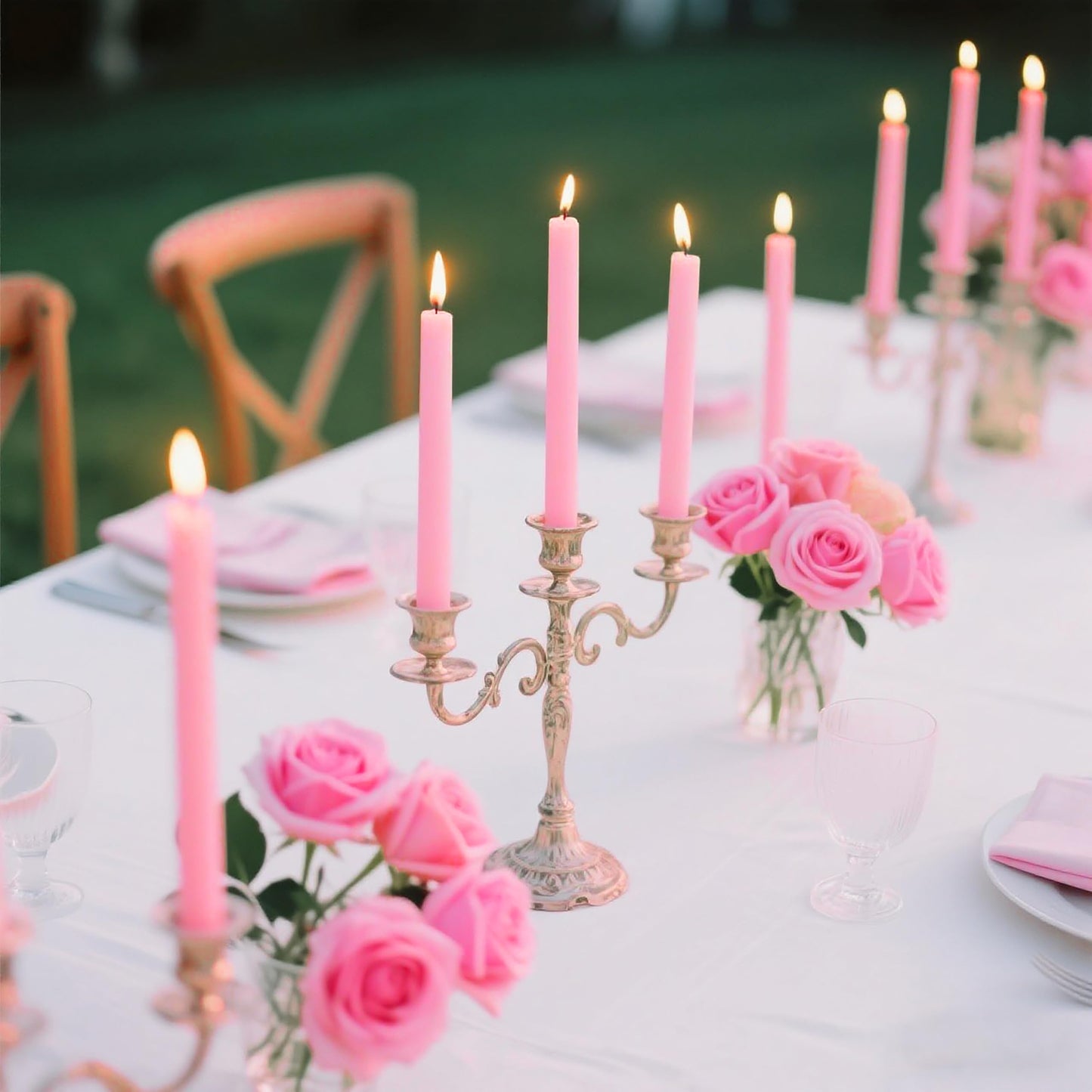 8 Pack 10 Inch Rose-Pink Smooth Taper Candle Set, 7/8 Inch Unscented Driples Candlesticks for Home Decoration, 6-7 Hours Burn