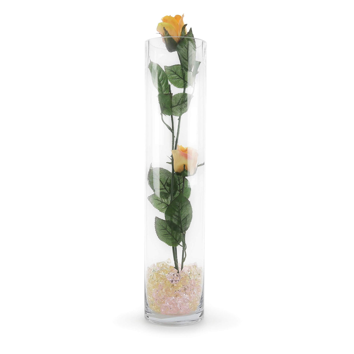 WGVI Quality Thick Weighted Tall Clear Cylinder Glass Vases, 4" W x 18" H, Flower Arrangement Floating Candle Holders Wedding Centerpieces Event Floral Container Display Decor, Bulk Wholesale, 6 Pcs