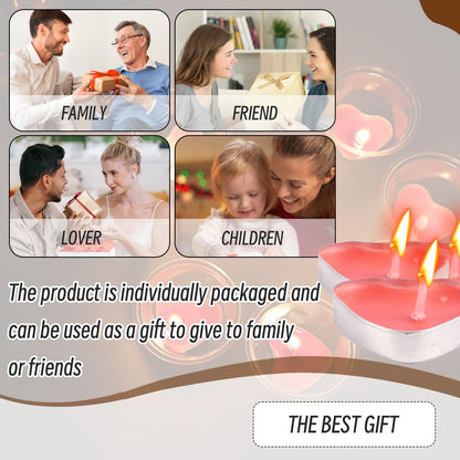 Heart Shaped Tealight Candles 50 Packs,25 * 2 Layers Romantic Love Unscented mokeless for Dinner Home Wedding (Red)