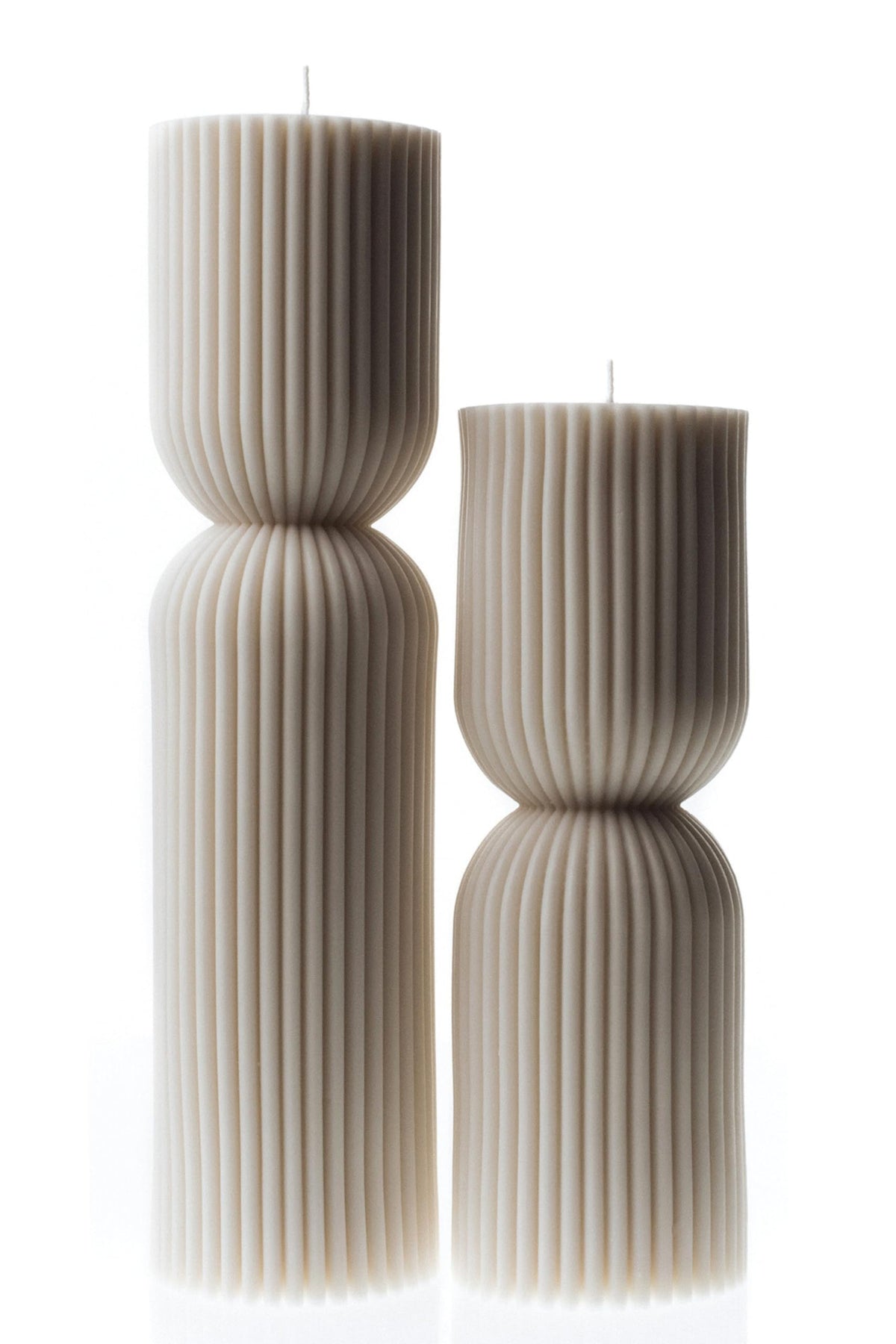 LAWA Hourglass Pillar Candle - Large Beautiful Handmade Pillar Scented Soy Wax Elegant Bubble Aesthetic Candle Housewarming Gift Home Room Shelf Decor Idea - White (Set of 2)