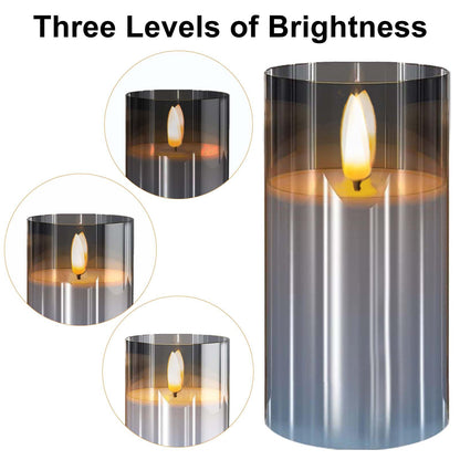 Sudifor Grey Flameless Candles,5 Pack Fake Battery Candles Flickering,Led Candle Lights-Battery Operated Candle with Remote&Timer for Birthday, Party,Home, Bars and Hotel Decoration