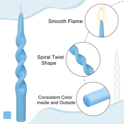 Taper Candles Blue Spiral Candlesticks 4 PCS Handmade Twisted Candle for Dinner Household Wedding Party Home Décor Candlesticks