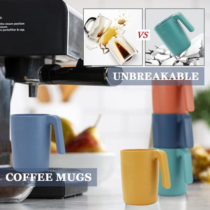 Homienly Wheat Straw Coffee Mugs, Alternative to Plastic Coffee Cups, Set of 6, Unbreakable Camping Coffee Mugs, 16 OZ Cups for Tea, Coffee, Milk, Dishwasher and Microwave Safe Kids Mug, Multi