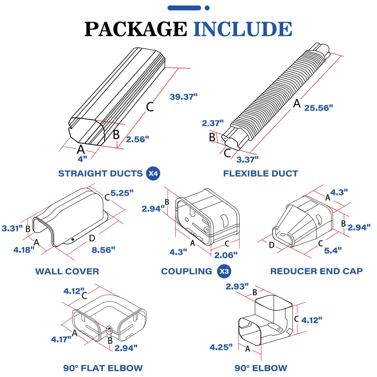 LyPrem 16.5Ft Mini Split Line Set Cover 4" PVC Line Cover Kit for Mini Split and Central Air Conditioner & Heat Pump
