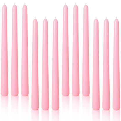 Viyffo Taper Candles, 10 Inch, 12 Pack, Cheery Bloom Pink – Unscented, Dripless & Smokeless Design, Up to 8 Hour Burn – Long Tall Taper Candlesticks for Wedding, Dinner & Home Decor