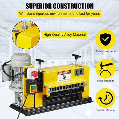 Wire Stripping Machine 0.06 inch -1.5 inch, 370w Portable Powered Wire Stripper Machine, 11 Channels 10 Blades & 65ft/minute, Automatic Wire Stripping Tool for Recycling Copper Wire