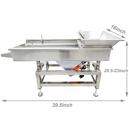 TECHTONGDA Straight Vibrating Sieve Screen Shaker Electric Linear Sifter Machine Stainless Steel One Layer Two Motors 1mm Round Hole Screen Size 11.8×31.5inch 110V