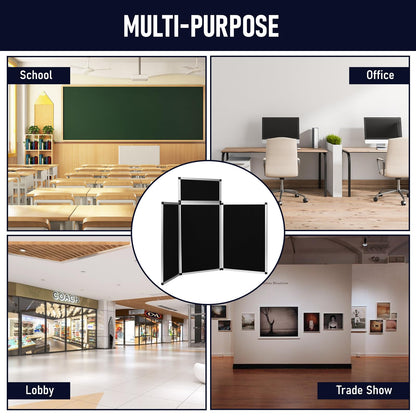 jxgzyy Trade Show Presentation Board 3+1 Panel Trifold Poster Board with Storage Bag Single Sided Art Display Panels Tabletop Folding Panel Display for School Workshop