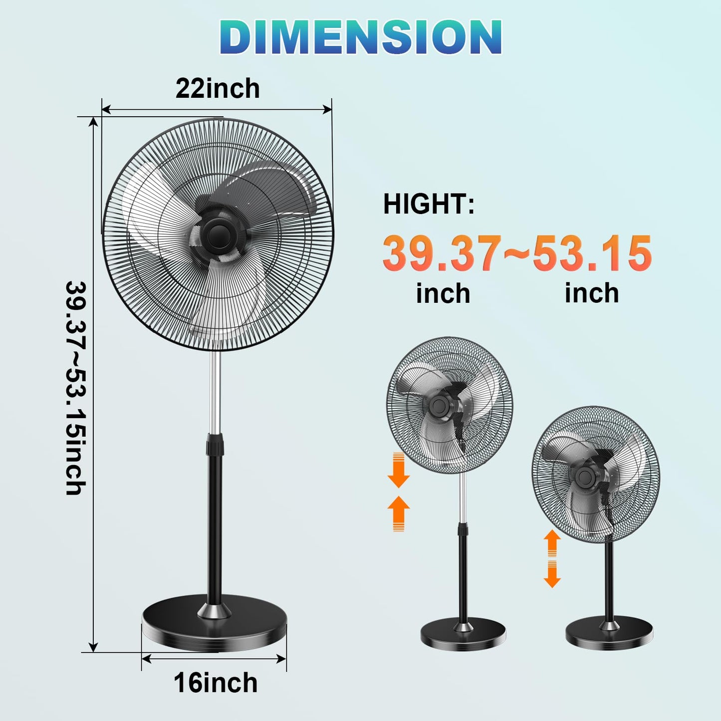 Baotree 22" Oscillating High-Velocity Outdoor Pedestal Misting Fan, 3-Speed Waterproof Outdoor Fan, Heavy Duty Industrial Floor Fans for House,Patios, Commercial, Garage, Warehouse