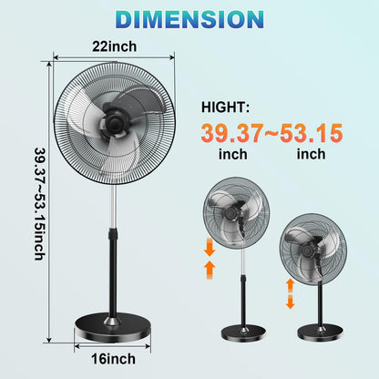 Baotree 22" Oscillating High-Velocity Outdoor Pedestal Misting Fan, 3-Speed Waterproof Outdoor Fan, Heavy Duty Industrial Floor Fans for House,Patios, Commercial, Garage, Warehouse