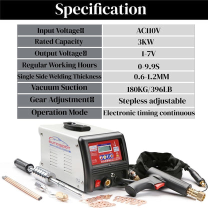 Spot Welder Dent Puller, 110V 3KW Stud Welder Machine, Panel Spot Welder Puller,9 Models Spot Welding Machine for Car Body Dent Repair, Stepless Adjustment, Mixizap
