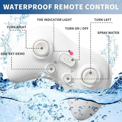 2.4GHz Remote Control Shark Toy for Pool 1:18 Scale High Simulation RC Shark with Light &amp Spray Water Electric Remote Controlled Swimming Water Pool Toys for 4 5 6 7 Year olds Kid Boys Girls