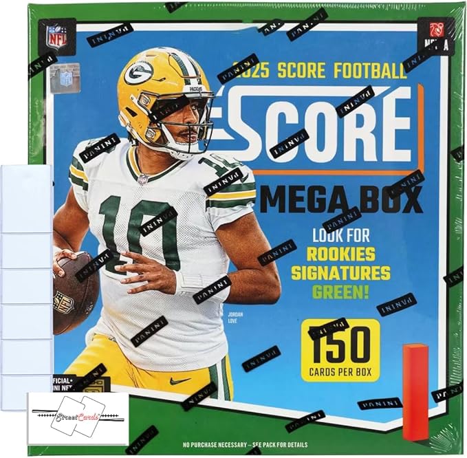 2025 Score Football Mega Box with 150 Trading Cards + 6 Toploaders + StreetCards Magnet!