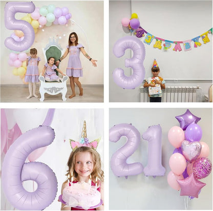 40 Inch Purple Number Balloons Light Purple 2 Balloon Matte purple Birthday Balloons 0-9 Birthday Wedding Party digital Decorations (Number 2)
