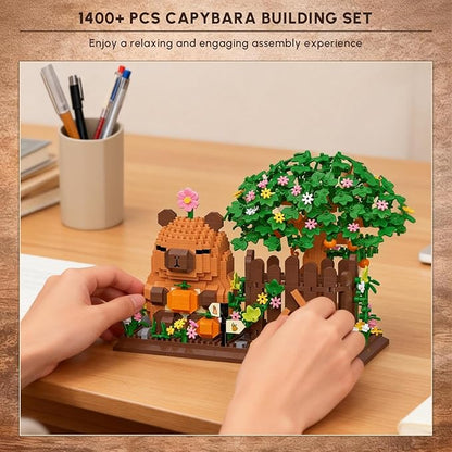 Capybara Pen Holder Building Sets Easter Desk Decoration Pencil Holder Brick Model 1400 Pieces Creative Desktop Display Gift Christmas Birthday Ages 14+