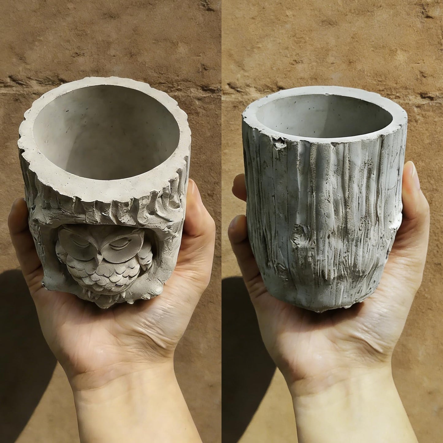 Wehous Candle Holder Silicone Mold, Owl with Wood Shape Container Resin Molds, Unique Storage Jar Succulent Planter Pot Jewelry Trinket Makeup Holder Epoxy Resin Concrete Cement Mold DIY Home Decor