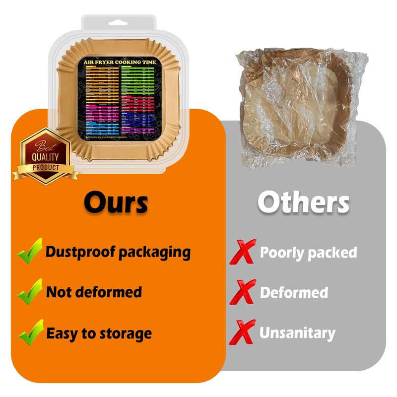 Air Fryer Liners Disposable, Large Airfryer Liners 10 Inch Square, Non-stick Air Fryer Paper Liners Oil Resistant, Waterproof Air Fryer Parchment Paper Liners for Roasting Microwave