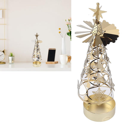 Fdit Candle Holder Christmas Candlestick Aromatherapy Gifts Carousel Creativity Romantic Set Holder Poster (Gold Snowflake)