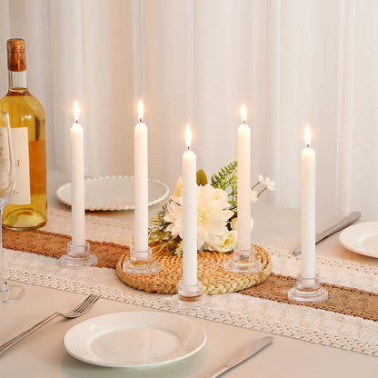 ZQXJWF Clear Glass Taper Candle Holders Set, Round Base Design, Elegant Dining Table Decor, for Table Centerpiece Wedding Party Advent Christmas Home Decorations(24, Clear)