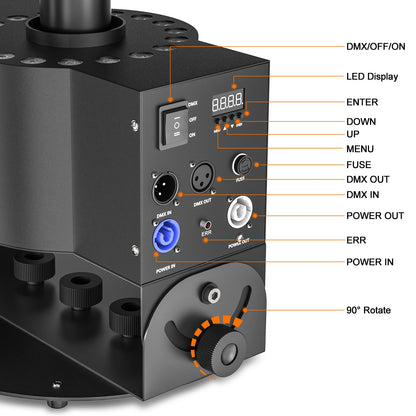 CO2 Jet Machine, 300W CO2 Cannon with LED Lights, Professional DMX CO2 Fog Machine Air Column, LED Stage Smoke Machine for DJ, Wedding, Party, Events, Festival (1pc)
