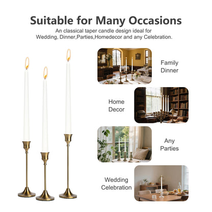 8 Pack 10 Inch White Christmas Candlesticks Long Burning Time and Dripless Taper Candles for Dinner Home Decor Wedding Shower