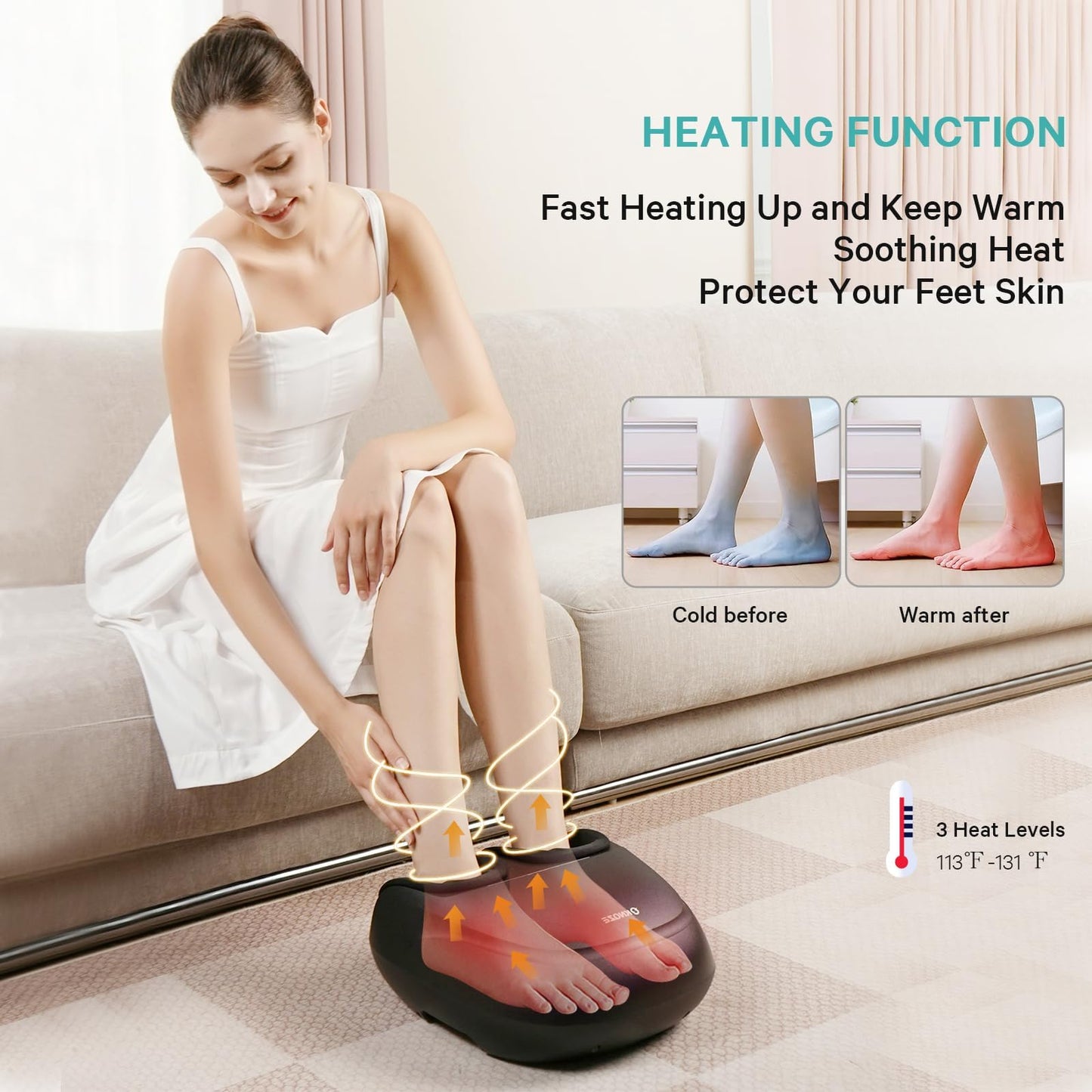 KNQZE Foot Massager Machine with Heat, Shiatsu Deep Kneading Foot Massager with Remote, Compression, Multi-Massage Modes, Auto-Off Timers, Gifts for Women Men, FSA or HSA Eligible