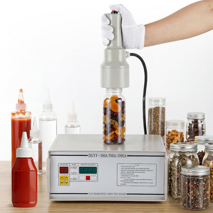 NEWTRY Induction Bottle Cap Sealer 10-50mm Handheld Heat Sealing Machine with Counting Function for Plastic Glass Bottles of Flat and Pointed Cap (110V)