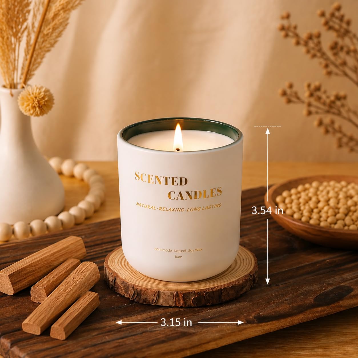 Lanttu Sandalwood Scented Candle for Home Decor, 10 oz Natural Soy Wax Jar Candles, 40 Hours Long Lasting Burning Candles for Men Women Mom Friend Birthday Housewarming Gift