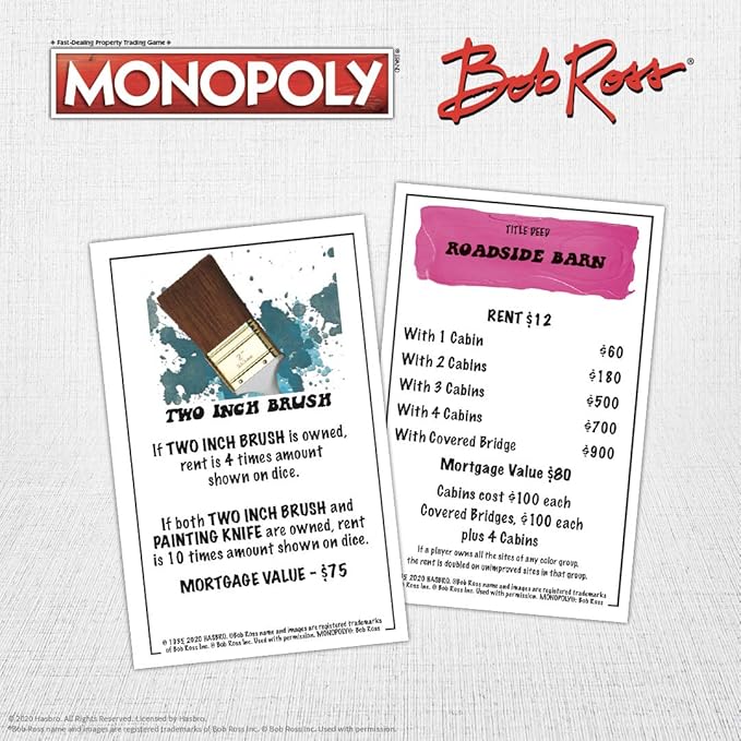 Monopoly Bob Ross | Based on Bob Ross Show The Joy of Painting | Collectible Monopoly Game Featuring Bob Ross Artwork | Officially Licensed Monopoly