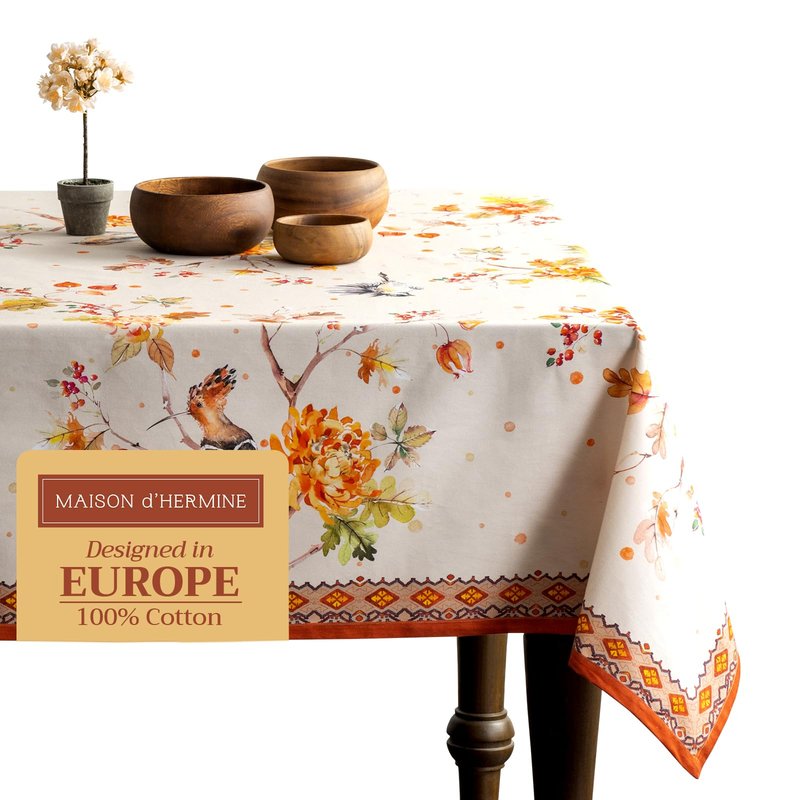 Maison d' Hermine Table Cloth Square Table 100% Cotton 54 x 54 Inches Fall Tablecloth Reusable Everyday Use for Thanksgiving Christmas Decorations Dining Farmhouse Party (Kelim - Prairie)